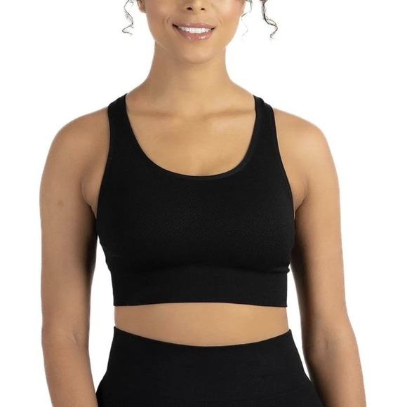 Member's Mark Women's Small Black Silver Sports Seamless Bra Racerback Lot Of 2 - Picture 4 of 7